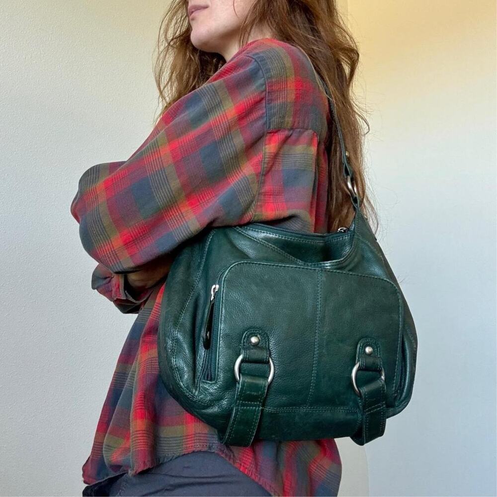 American Leather co Vintage forest green leather shoulder bag